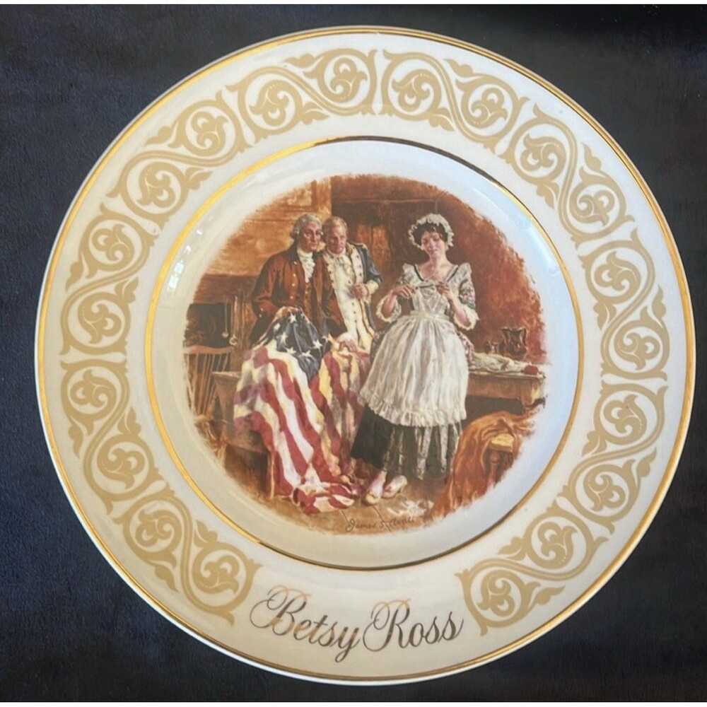 VTG 1973 Avon Betsy Ross Collector Plate Patriotic Flag Historical Americana
